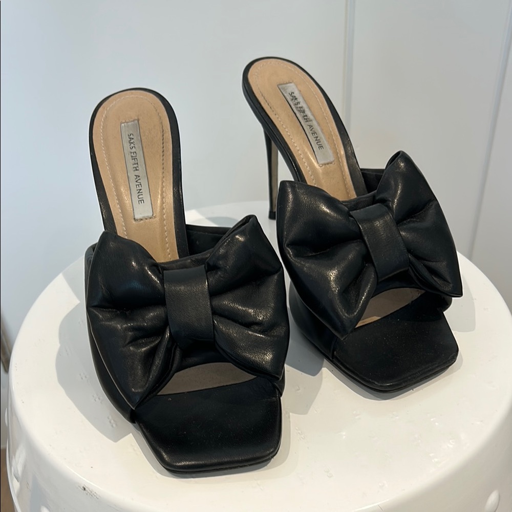 Saks Fifth Avenue Black Bow Women's Heels